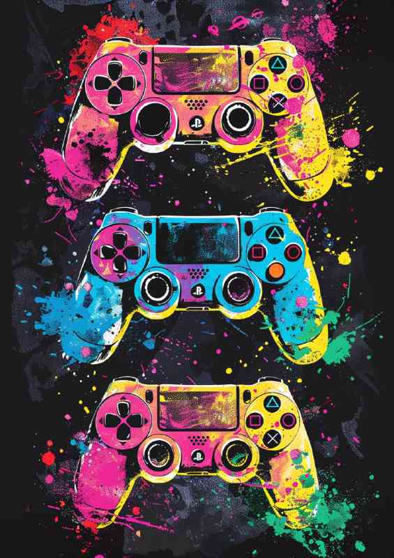 A trio of game controllers | Metal Poster