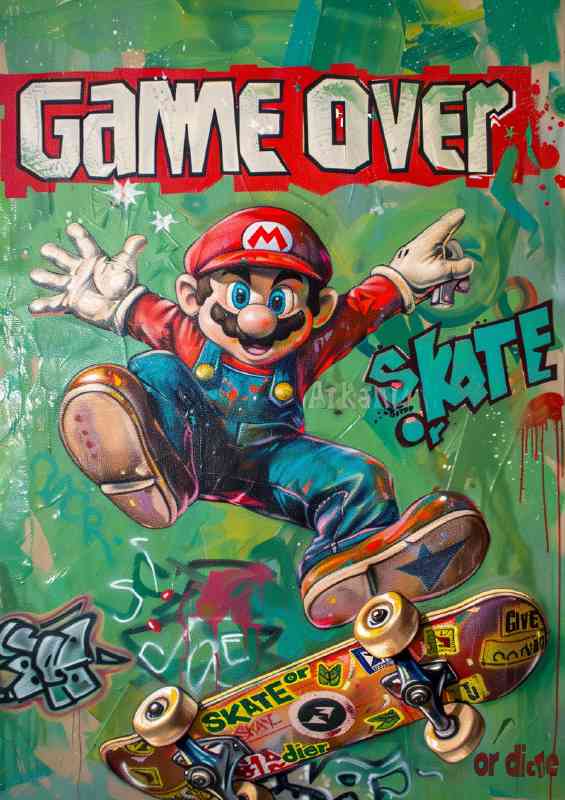 Retro gaming skater boy