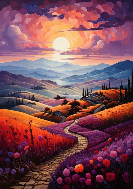 Amber Glow Illuminates the Winding Country Path