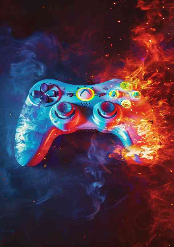 Video game controller red green and blue