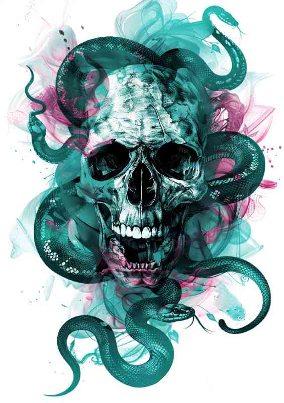 A Snake and skull drawing | Metal Poster