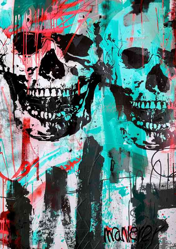 Edgy street pair of painted skulls