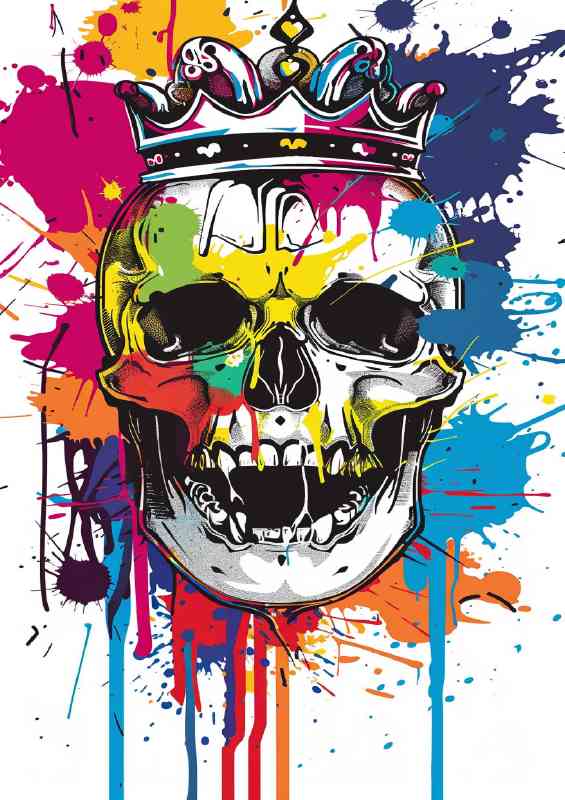 Splashed art king skull