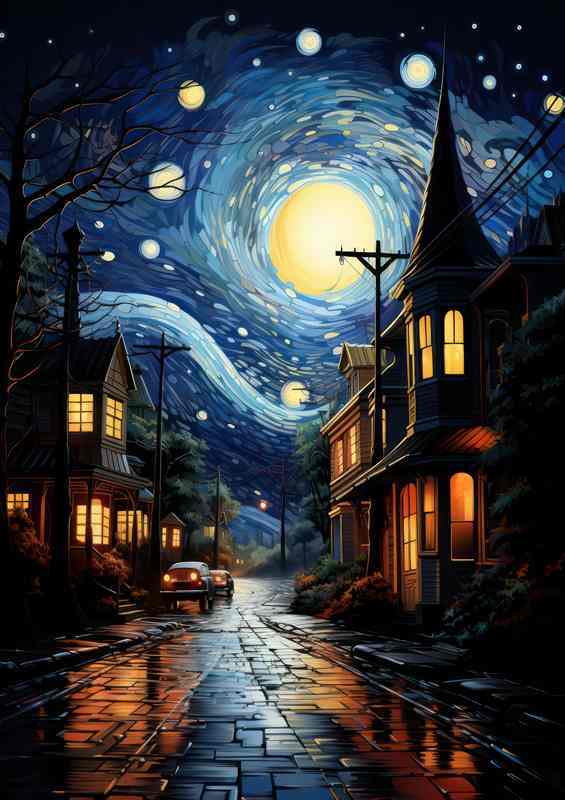 Celestial Canopy Over the Tranquil Starry Village