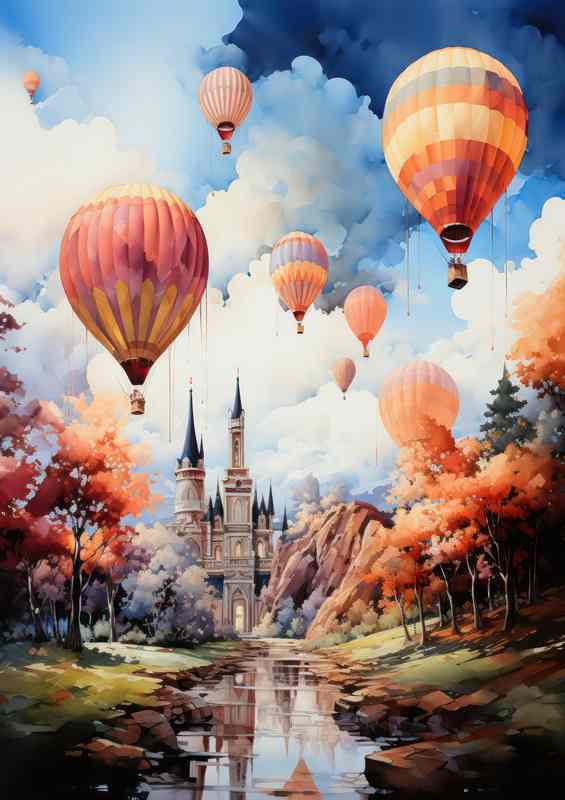 Celeb.Celebration Multicolored Balloons Dotting the Sky Metal Poster