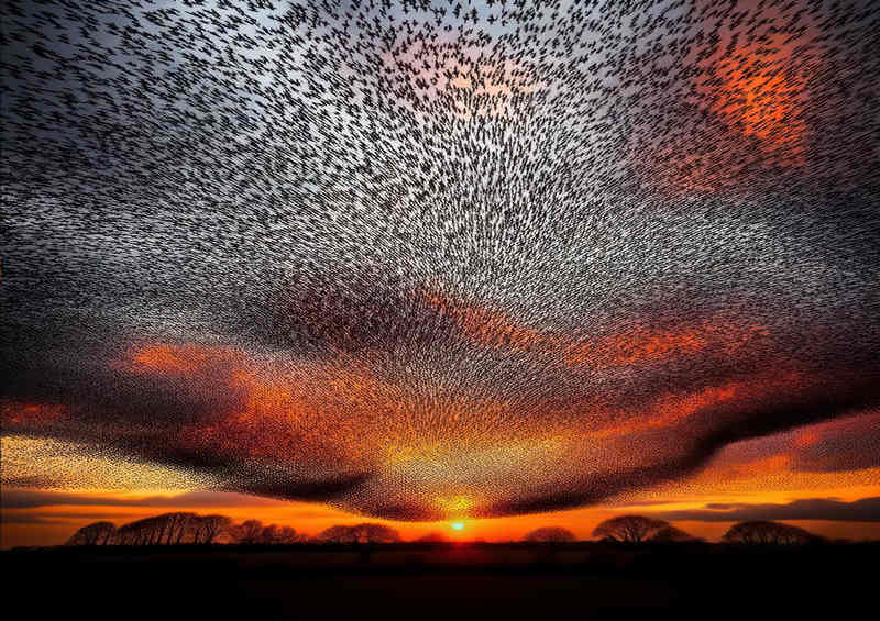 Sunset Starlings Metal Poster | Same Iconic Design