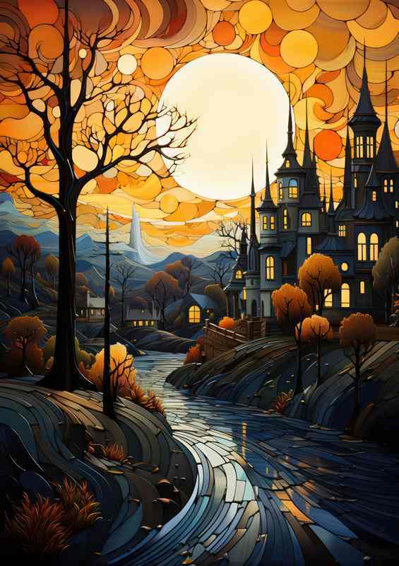 Cosmic Ballet Starry Night Over Enchanted Village