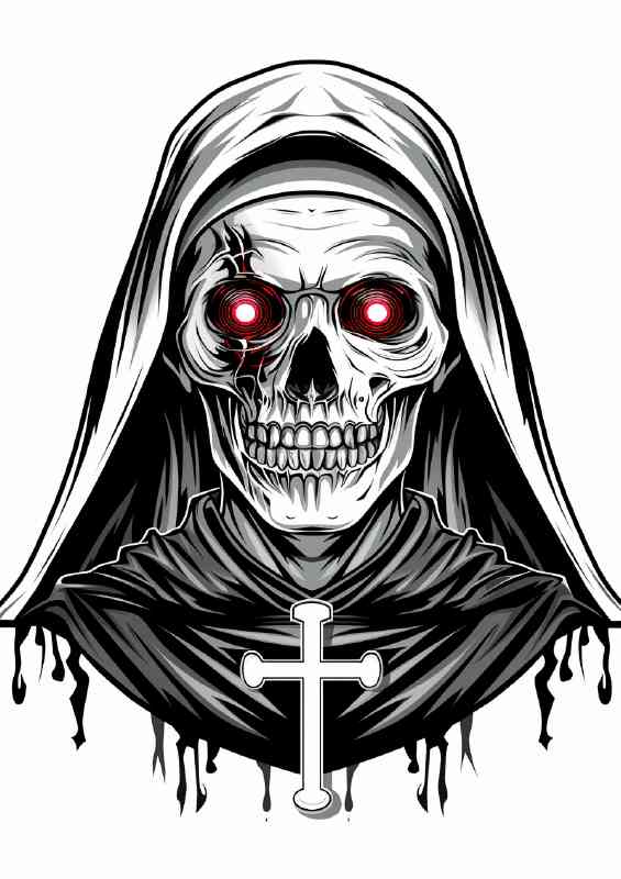 The nun with the skull face