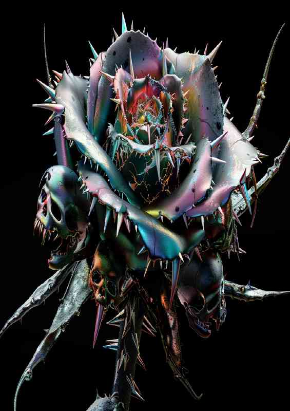 The rainbow metal rose in colour