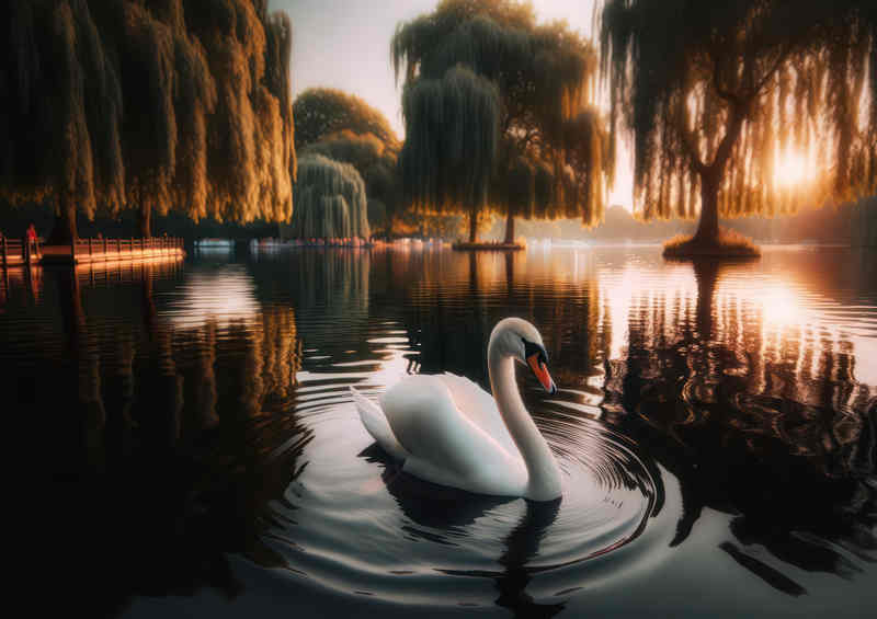 Swan Gliding on the lake