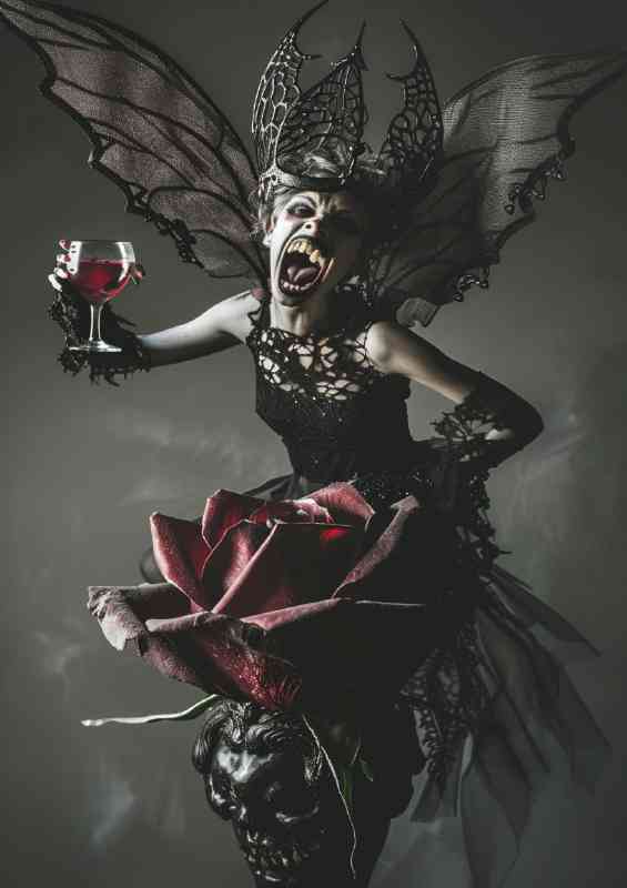 The vampire fairy with red wine