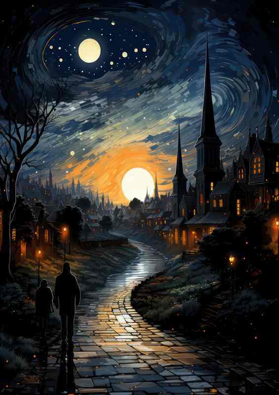 Enchanted Evening in the Village Under Stars