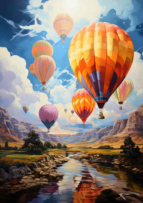 Ethereal Journey Balloons Gliding through Skys Expanse
