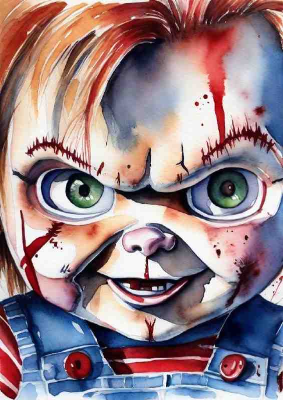Chucky doll watercolours