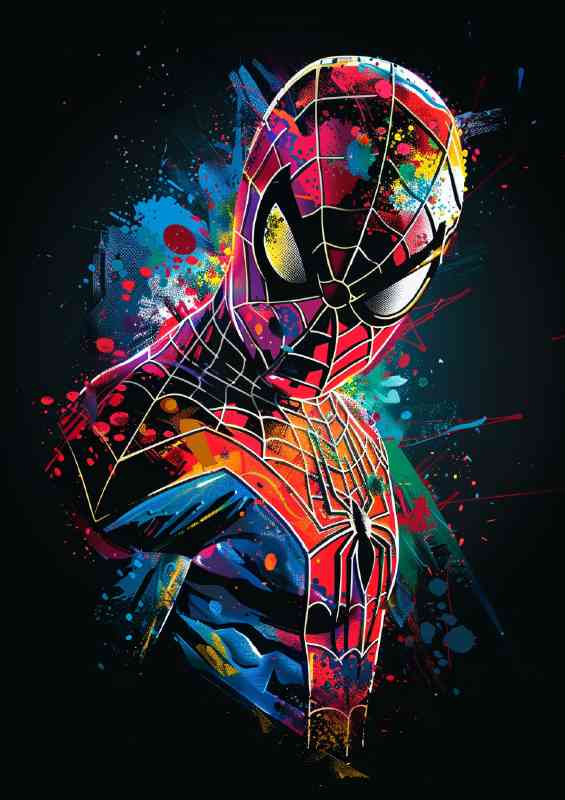 Colourful spiderman style splash art | Metal Poster