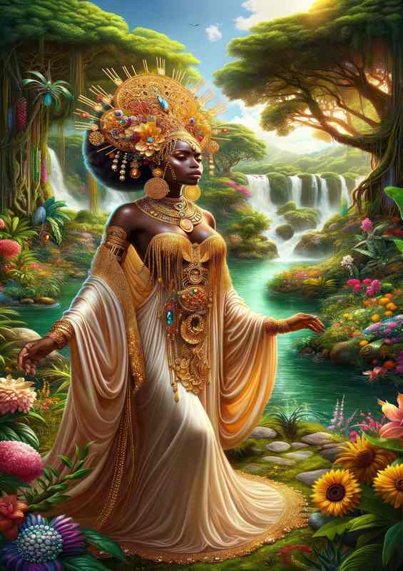 African goddess Oshun radiant and golden