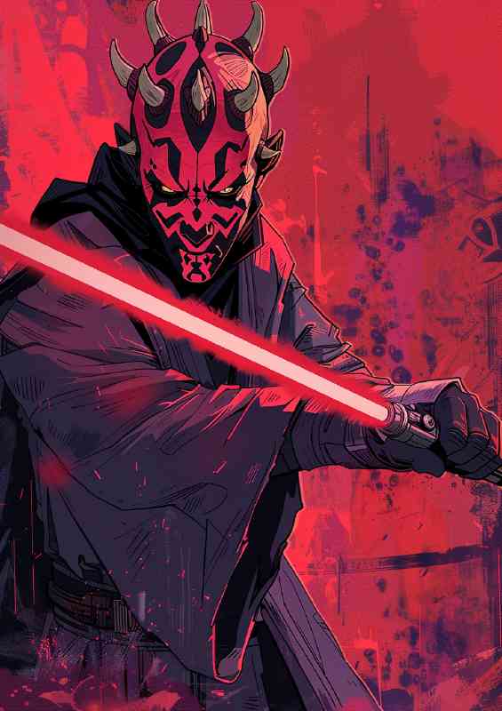 Darth maul with sabour style art | Metal Poster