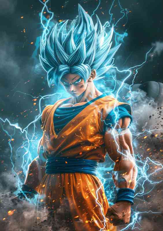 Goku with super instint glowing blue