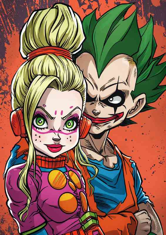 Harly and the joker cartoon style vector