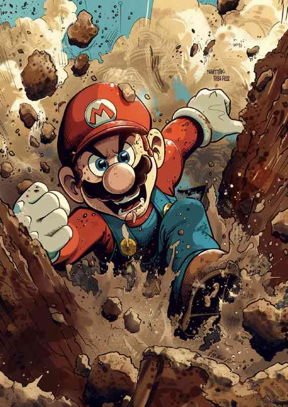 Mario on the run painted style