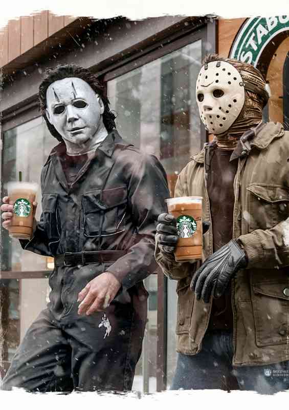 Michael myers and jason voorhees having a pint