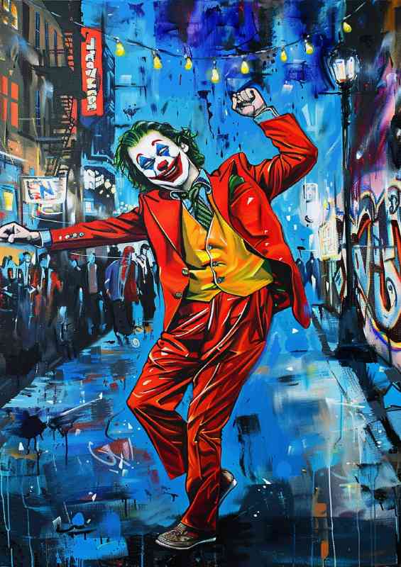 Painted Joker Dancing in the streets