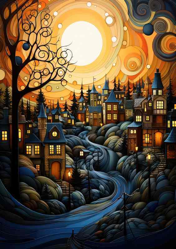 Midnight Marvel Starry Canopy Above Quiet Village