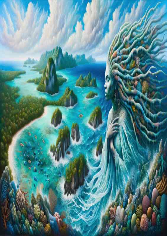 Arawak spirit Atabey mother of waters shown as a woman