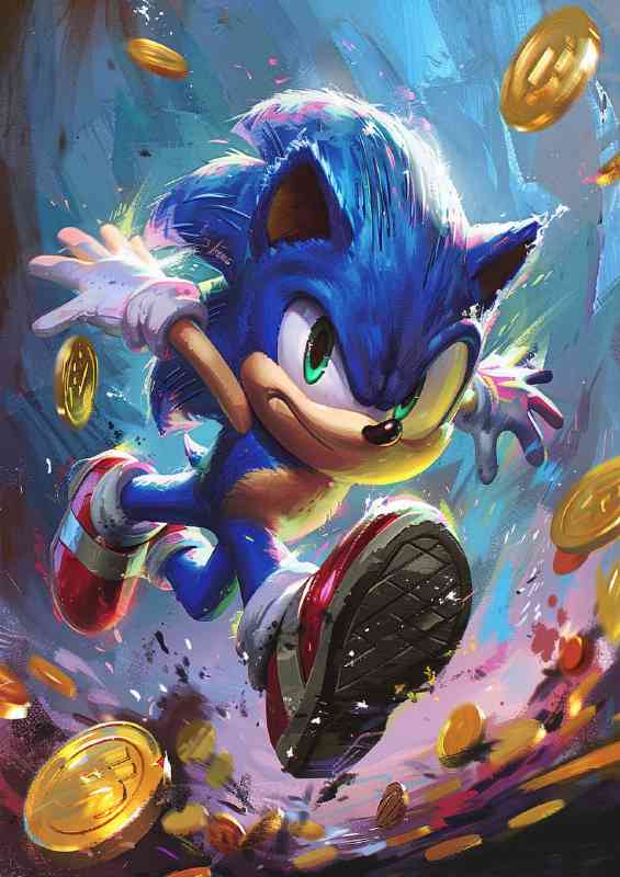 Painting style of the hedgehog on the run