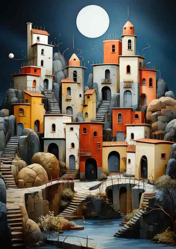 Moon light over the village