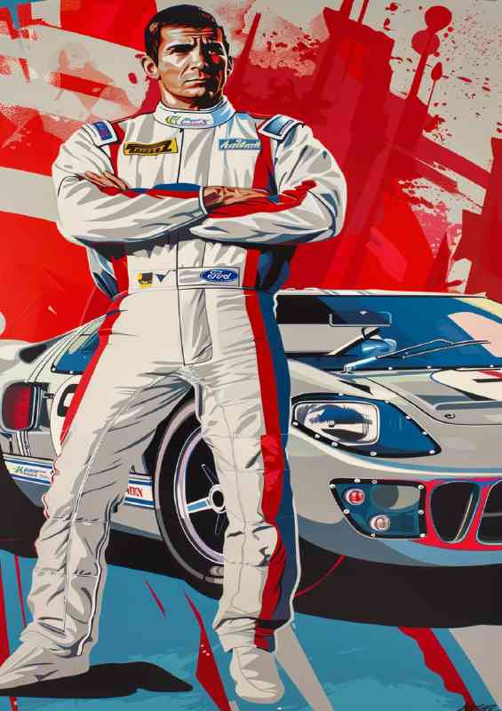 Racing driver pop art poster style