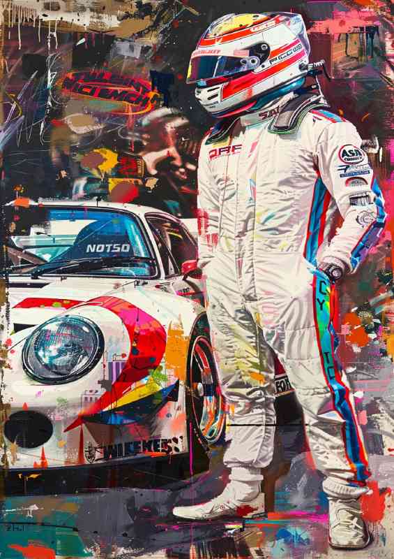 Racing driver suited up | Metal Poster