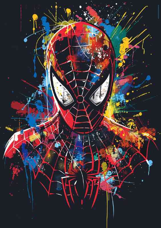 Spiderman i nthe style of a splash art graffiti | Metal Poster