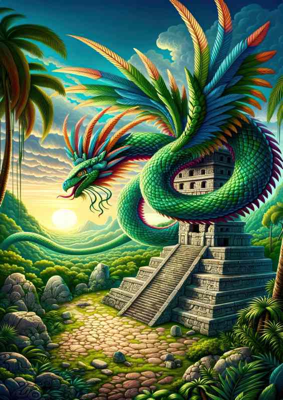 Aztec god Quetzalcoatl feathered and serpent