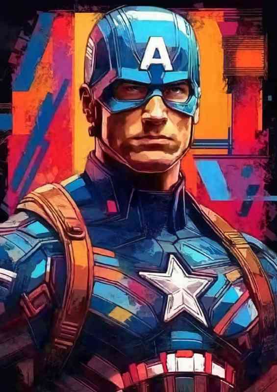 Styleised portrait of a super hero painted