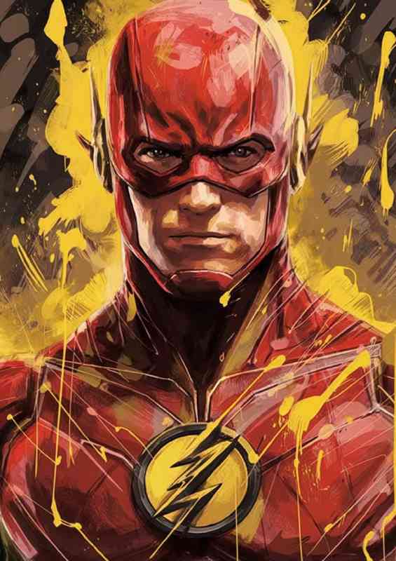 Super hero painted style in a red suit