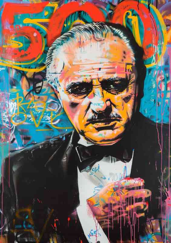 The Godfather movie poster painting of Marlon Brando