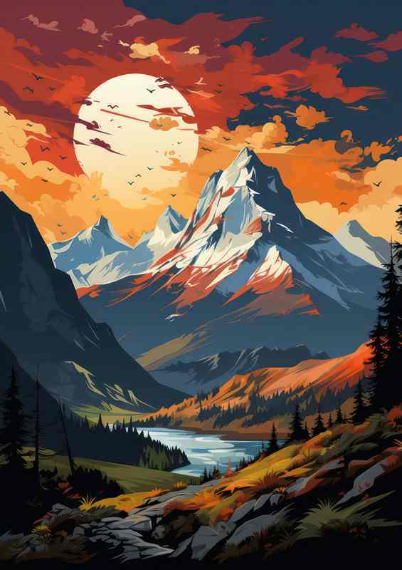 Radiant Tranquility Sunset Metal Poster