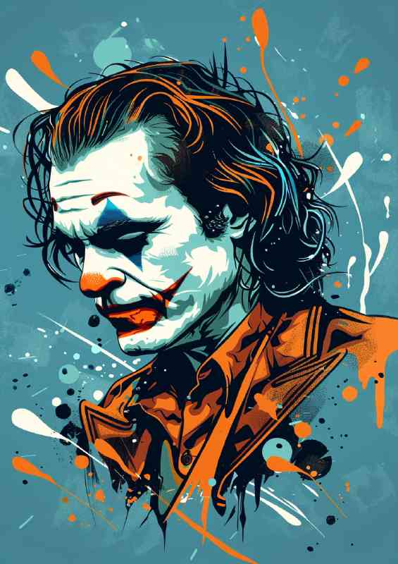 The joker in blue splash art mixed pop art