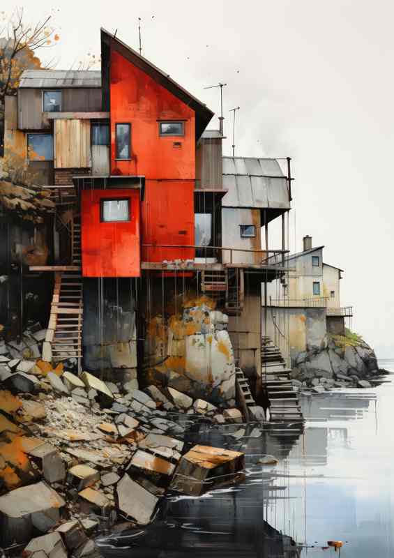 Red house by the river