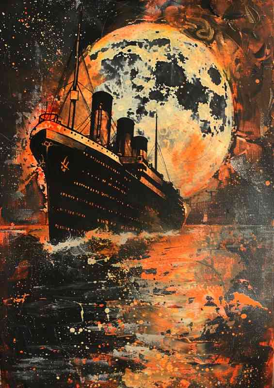 Titanic painted on the ocean seas