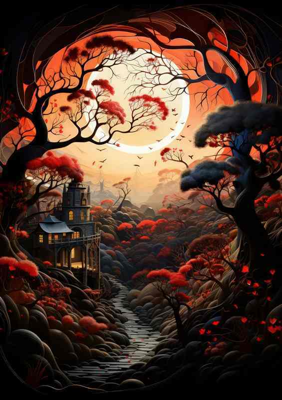 Red skys through the village