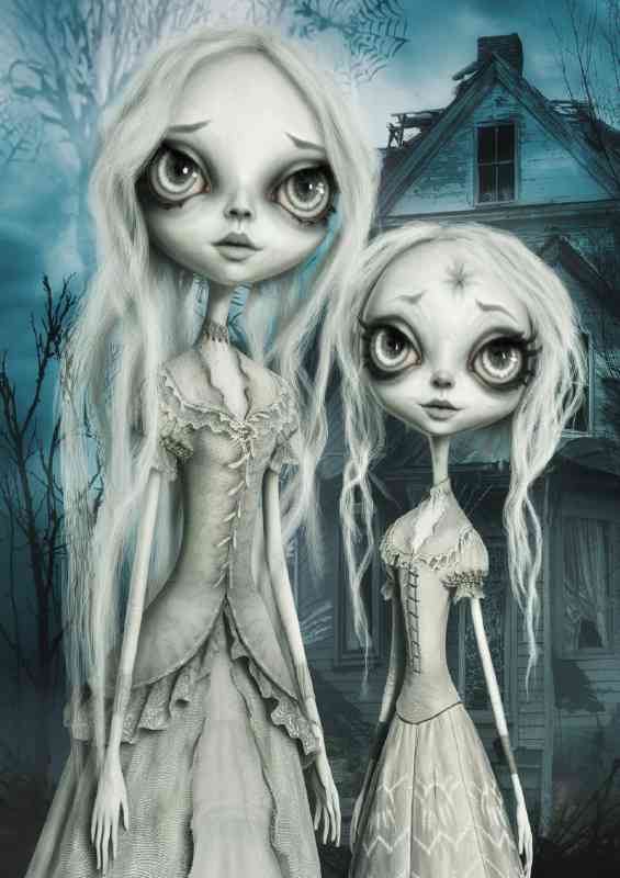 Two ethereal almost ghostly figures with large eyes