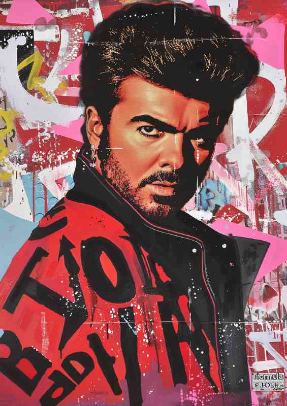 A pop art painting of George Michael | Metal Poster