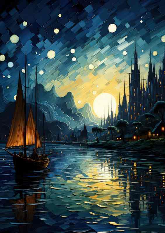 Serene Luminescence Moon Reflection in Night’s Calm