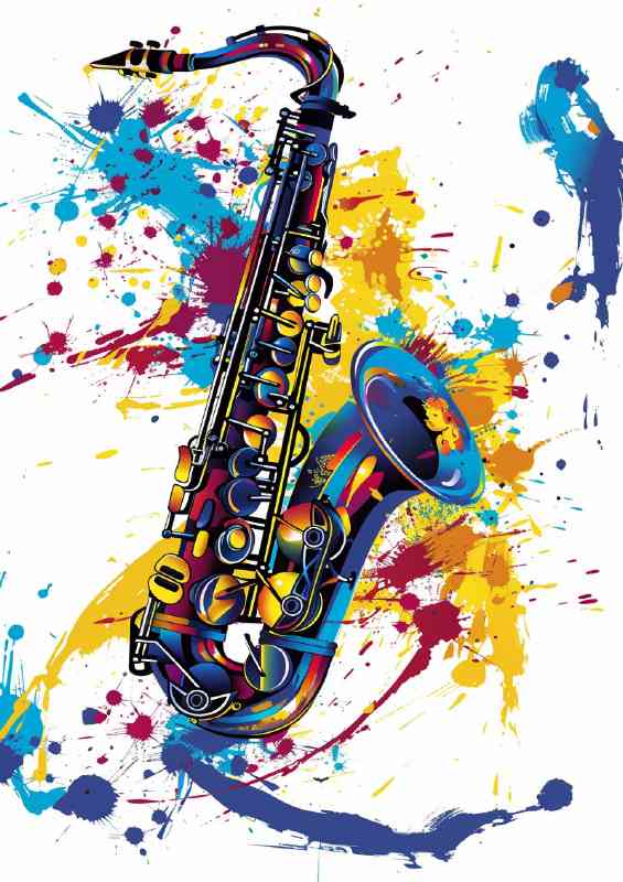 Abstract colorful design with saxophone
