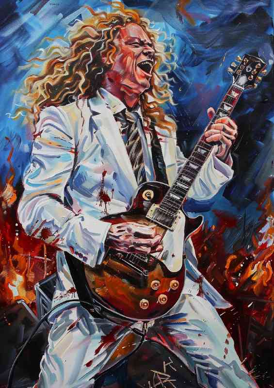 Angus young style playing guitar | Metal Poster