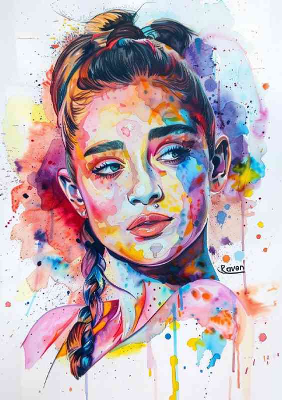 Arianna Grande in the style of watercolor