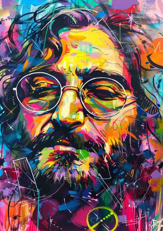 Colorful painting of John Lennon