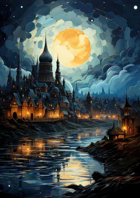 Silvery Whisper Moon Reflection on Tranquil Waters